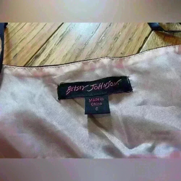 Betsey Johnson Vintage Black Mini Dress Empire Waist Illusion Sheer Y2K SZ 6 - Picture 3 of 16